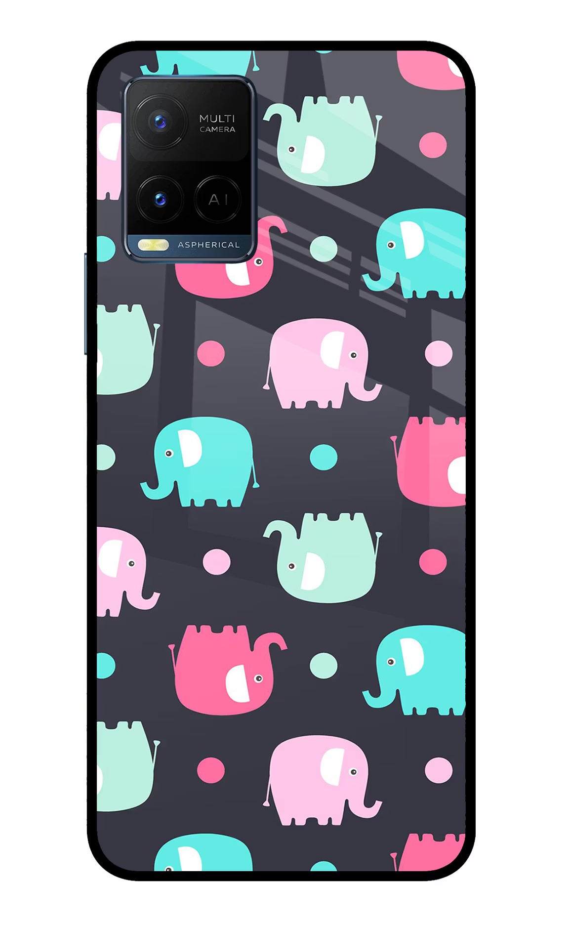 Elephants Vivo Y33T Glass Case Back Cover by Casekaro