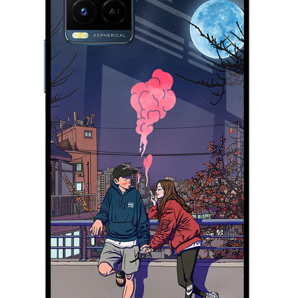 Chilling Couple Vivo Y33T Glass Case Back Cover by Casekaro