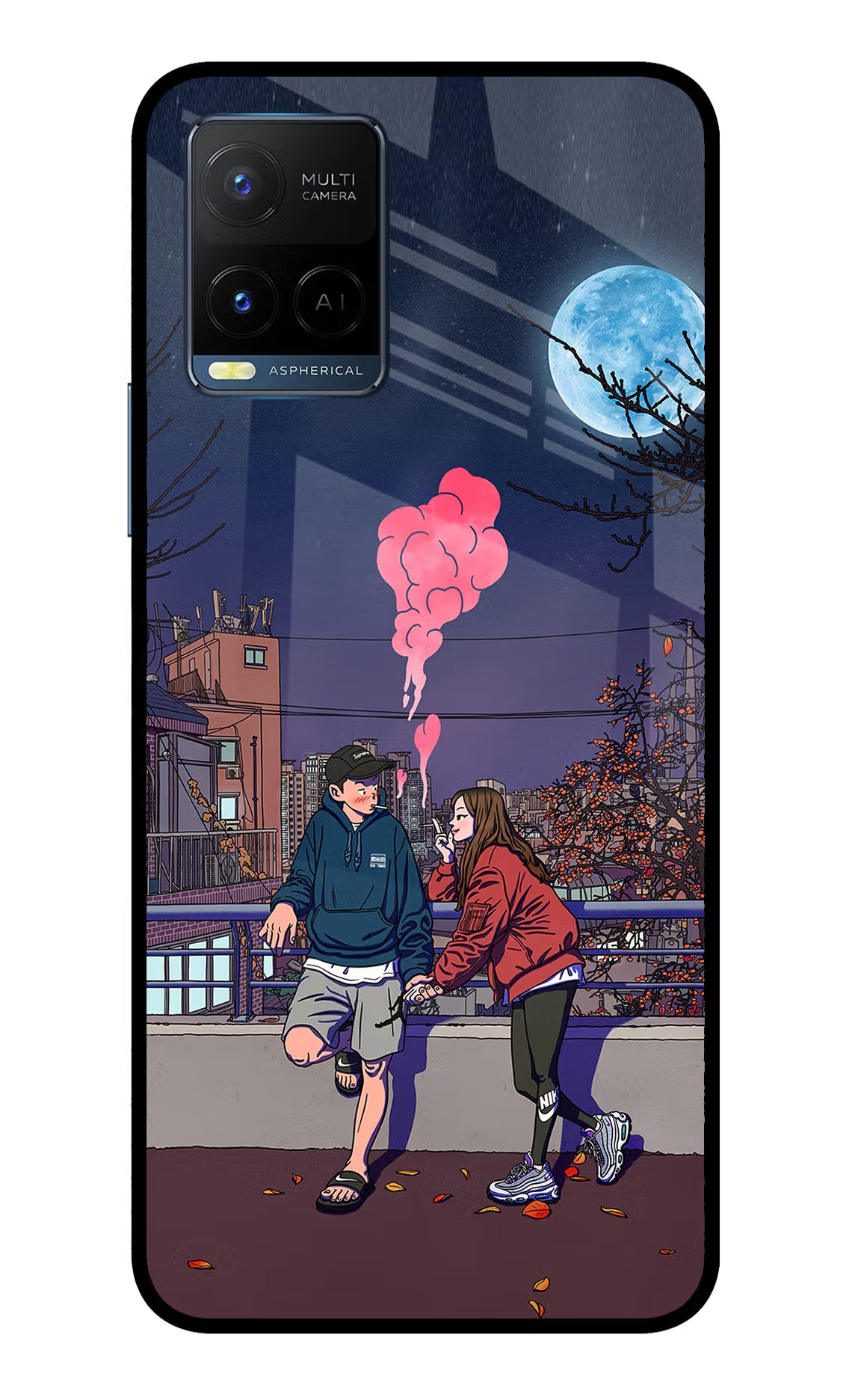 Chilling Couple Vivo Y33T Glass Case Back Cover by Casekaro