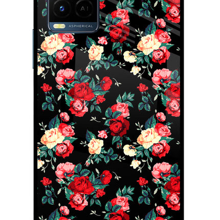 Rose Pattern Vivo Y33T Glass Case Back Cover by Casekaro