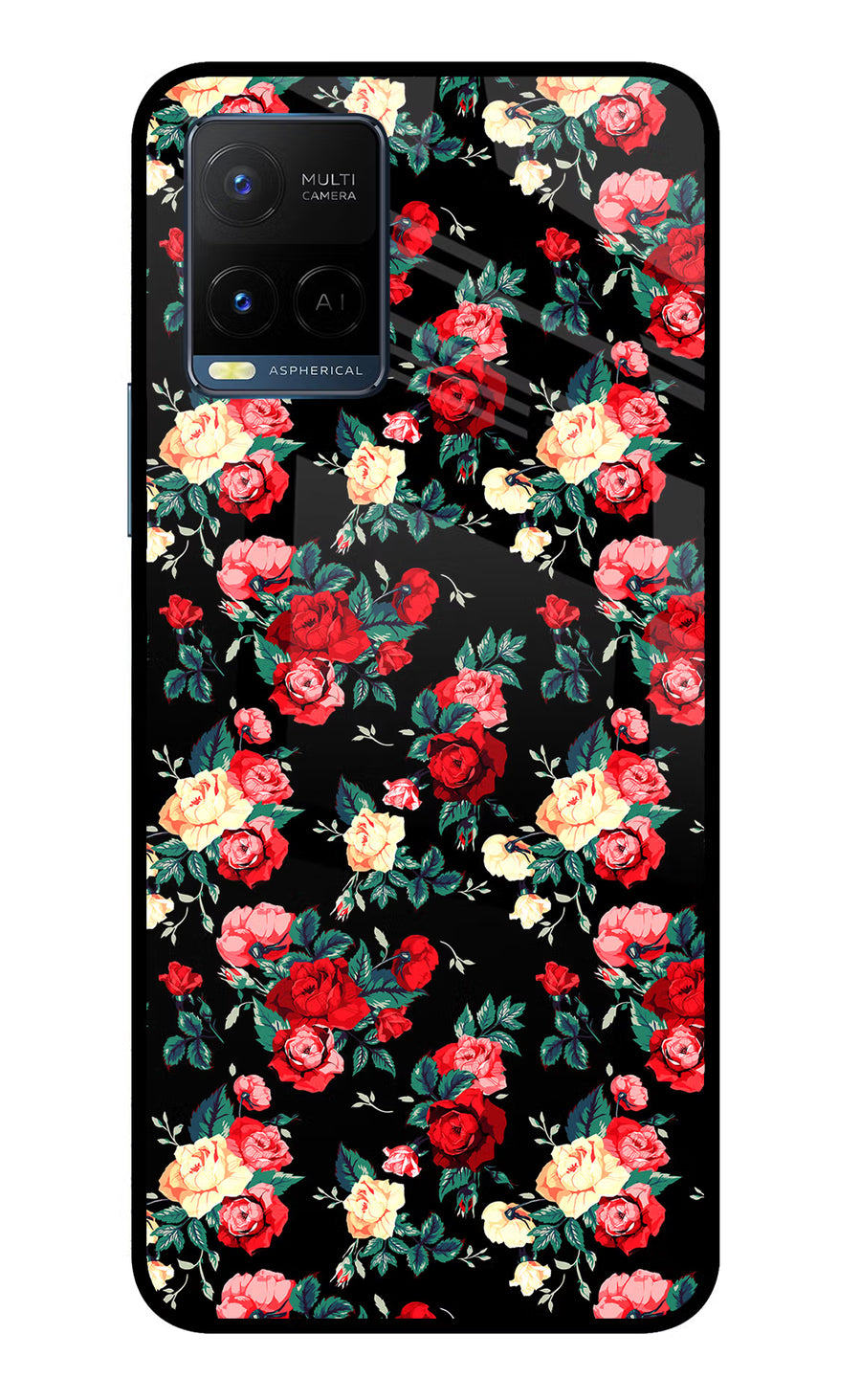 Rose Pattern Vivo Y33T Back Cover, Glass case