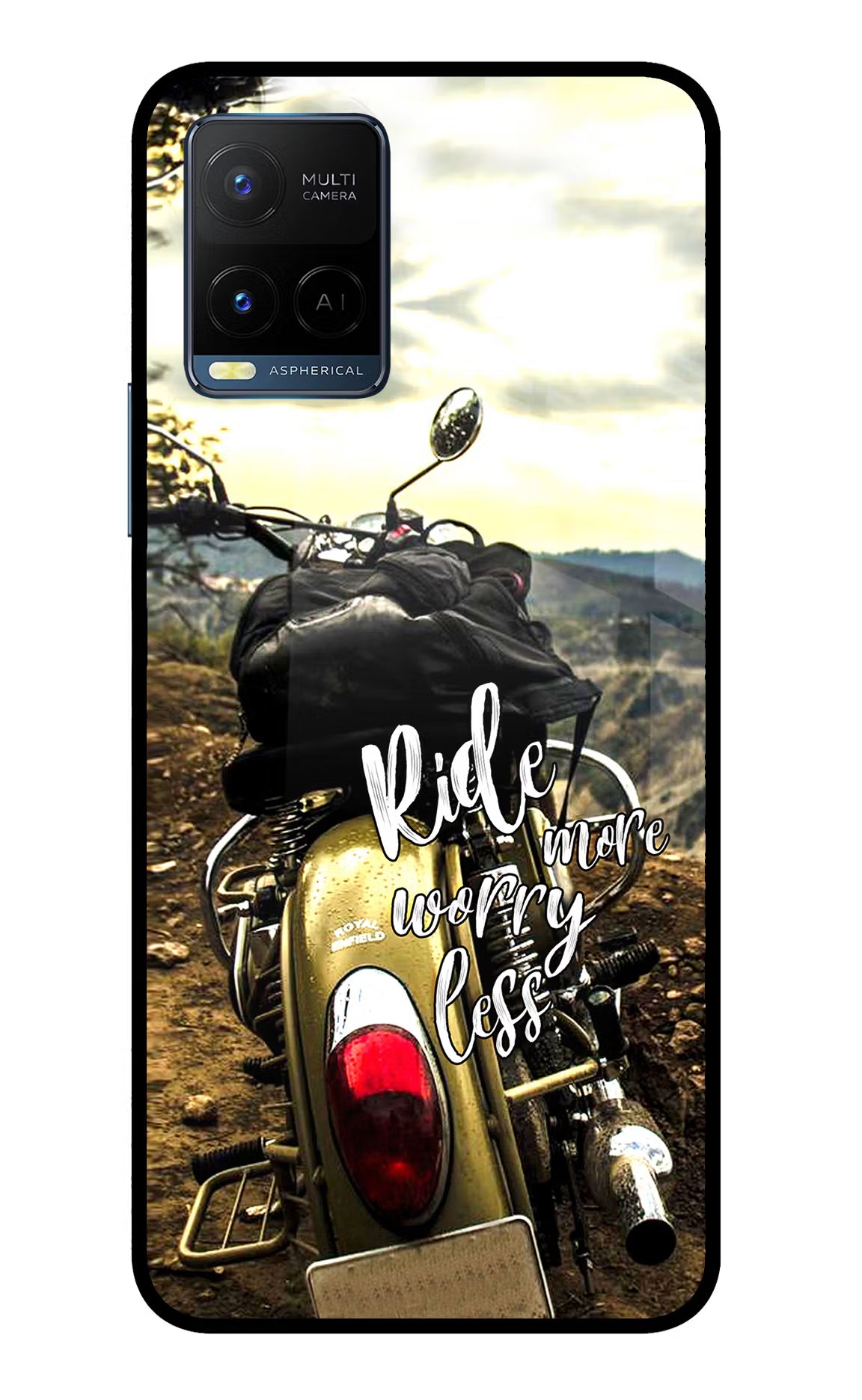 Ride More Worry Less Vivo Y33T Glass Case Back Cover by Casekaro