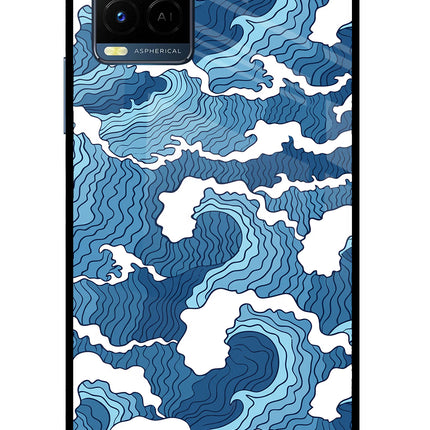 Blue Waves Vivo Y33T Glass Case Back Cover by Casekaro