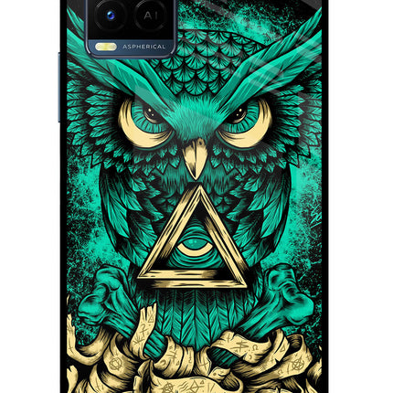 Green Owl Vivo Y33T Glass Case Back Cover by Casekaro