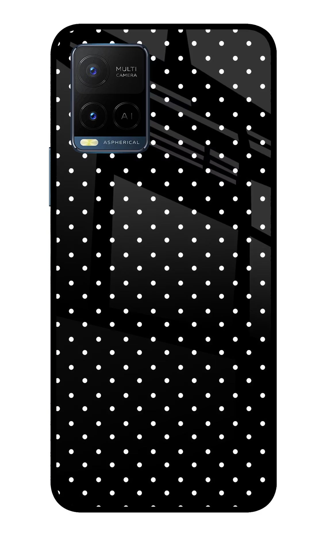 White Dots Vivo Y33T Glass Case Back Cover by Casekaro