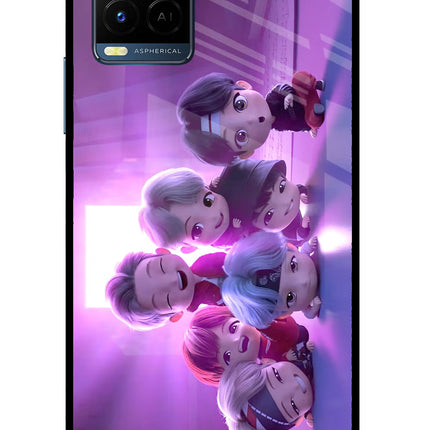 BTS Chibi Vivo Y33T Glass Case Back Cover by Casekaro