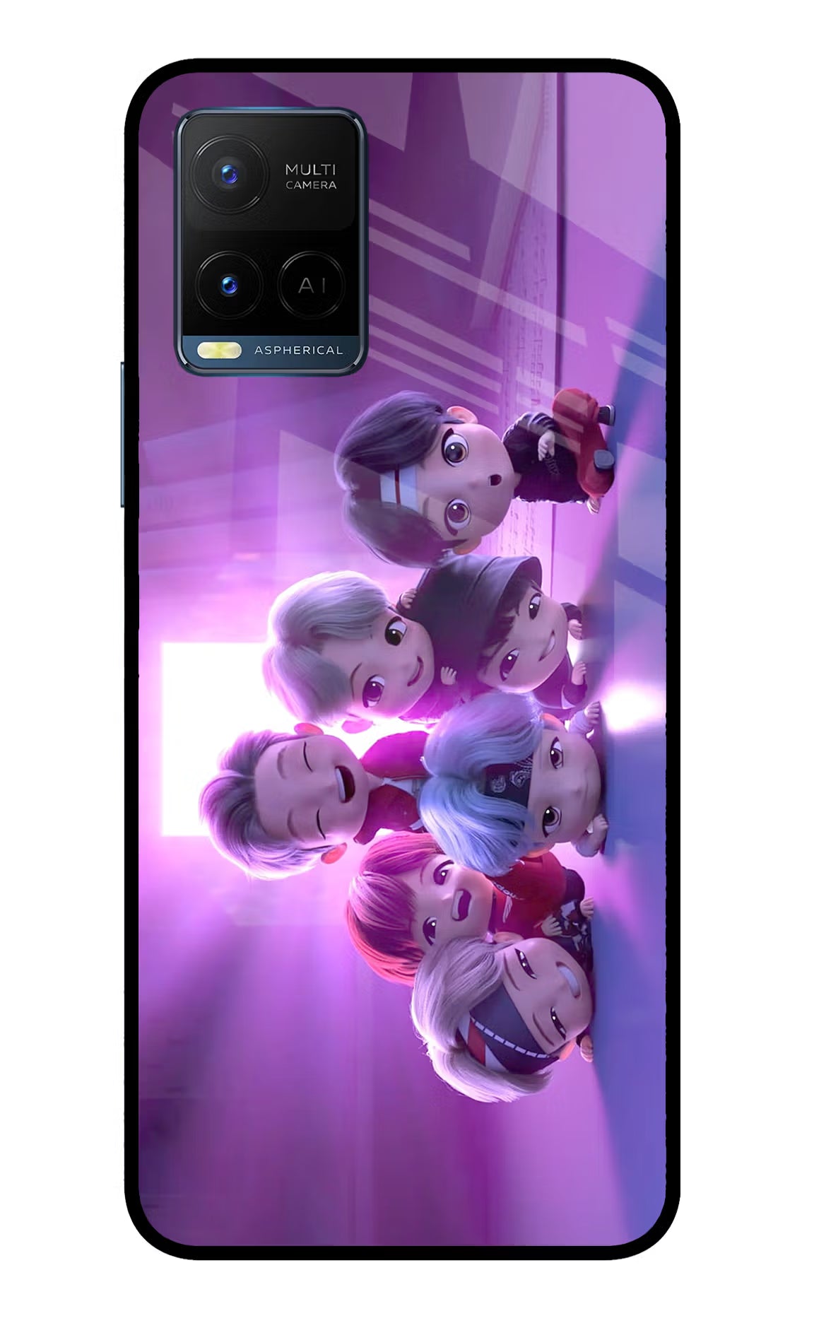 BTS Chibi Vivo Y33T Glass Case Back Cover by Casekaro