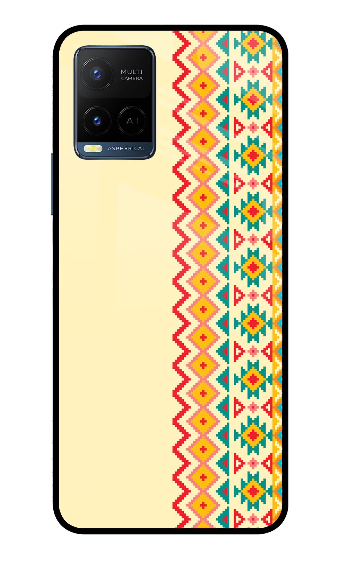 Ethnic Seamless Vivo Y33T Glass Case Back Cover by Casekaro