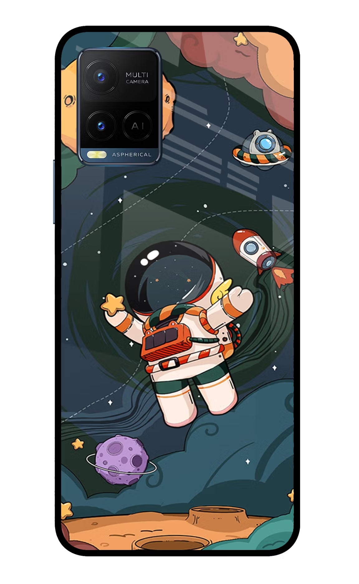 Cartoon Astronaut Vivo Y33T Glass Case