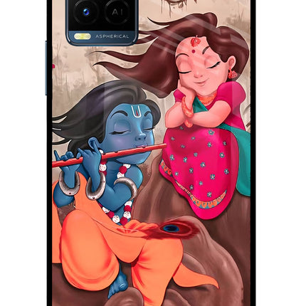 Radhe Krishna Vivo Y33T Glass Case Back Cover by Casekaro