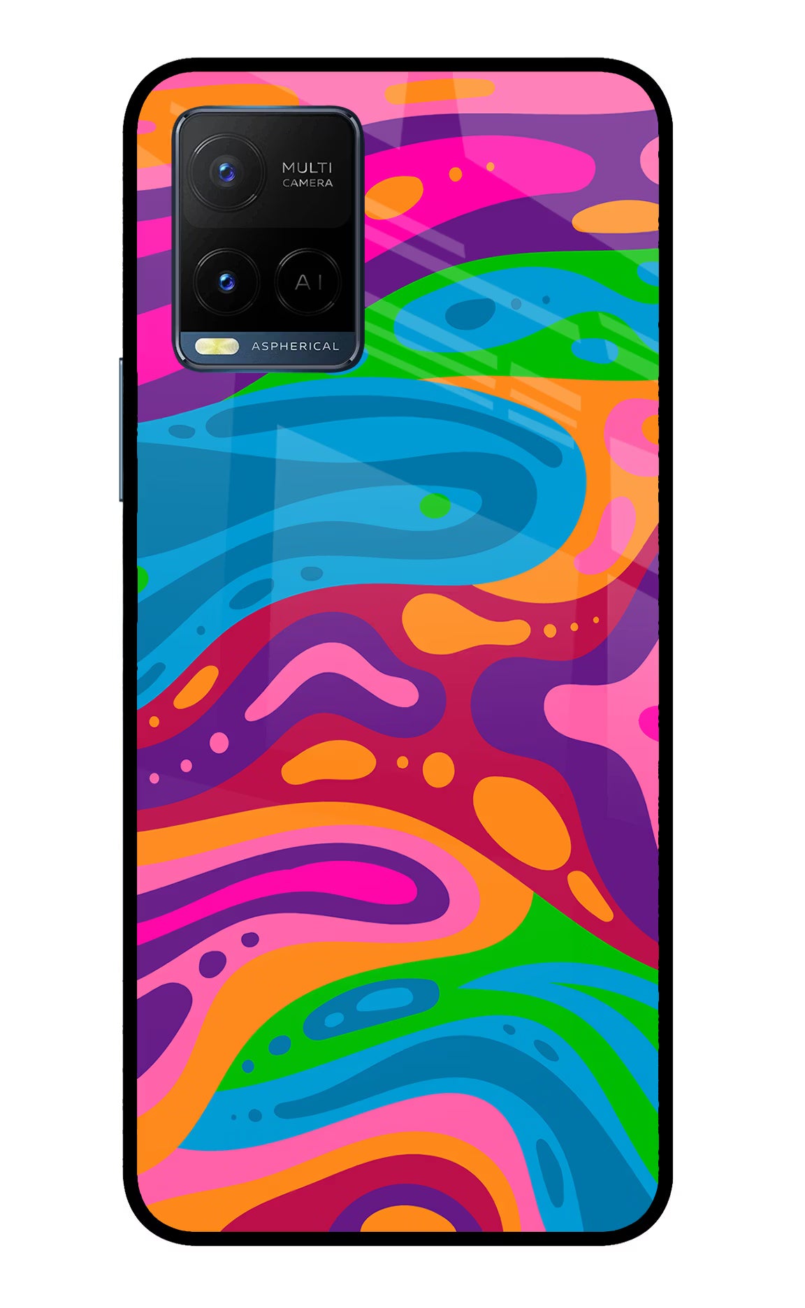 Trippy Pattern Vivo Y33T Glass Case Back Cover by Casekaro