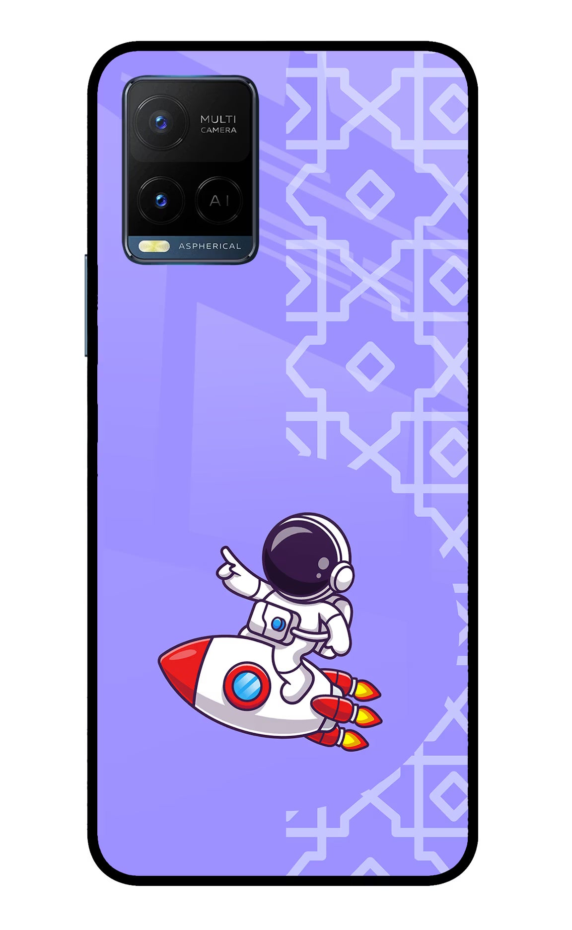 Cute Astronaut Vivo Y33T Glass Case Back Cover by Casekaro