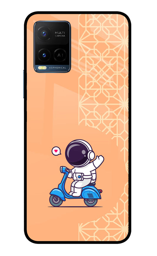 Cute Astronaut Riding Vivo Y33T Glass Case