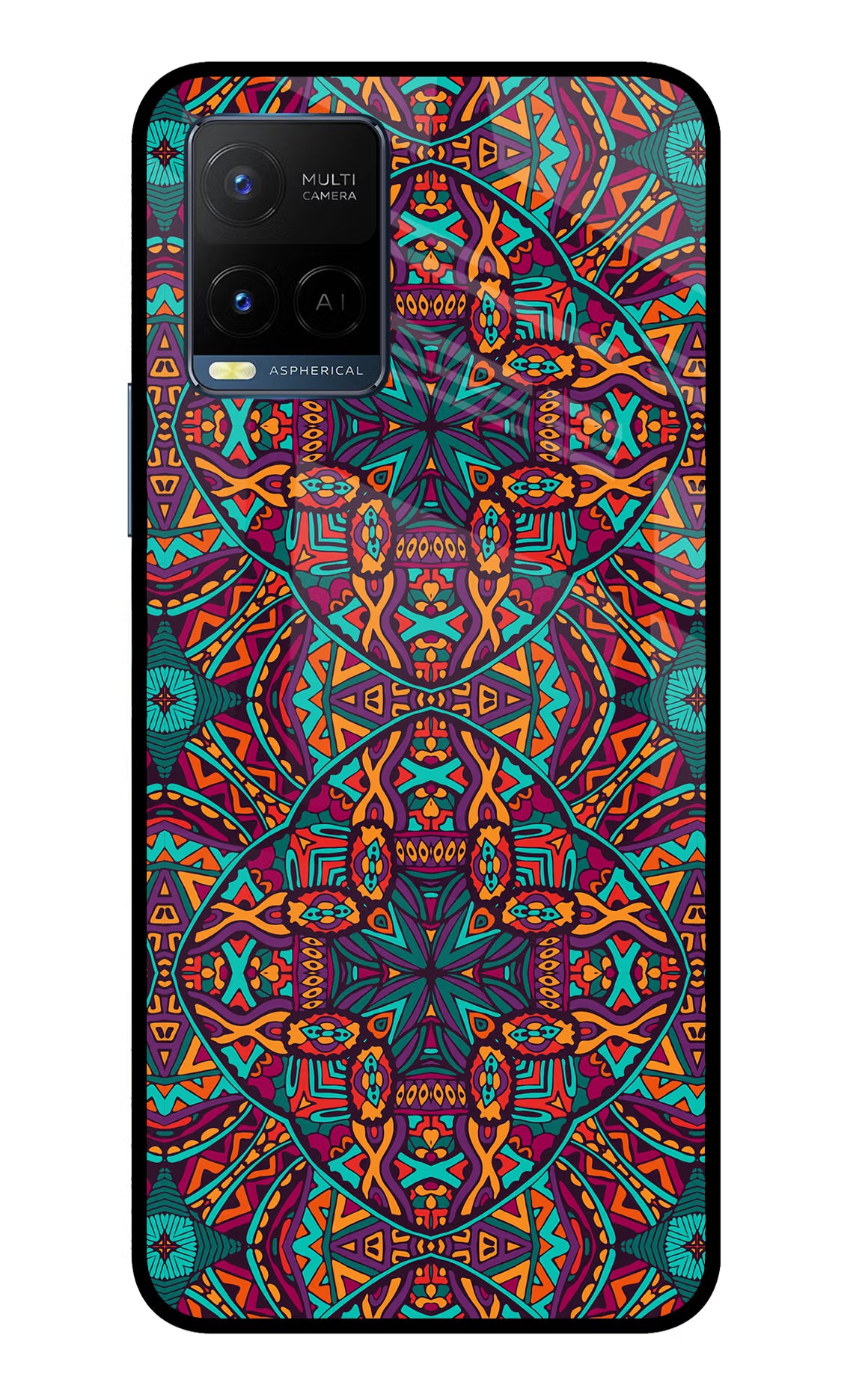 Colour Mandala Vivo Y33T Glass Case Back Cover by Casekaro