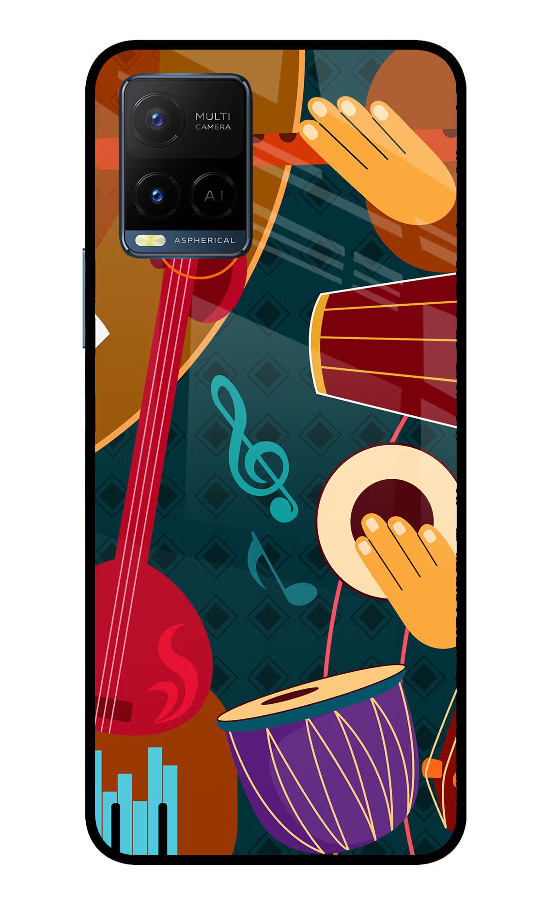 Music Instrument Vivo Y33T Glass Case Back Cover by Casekaro