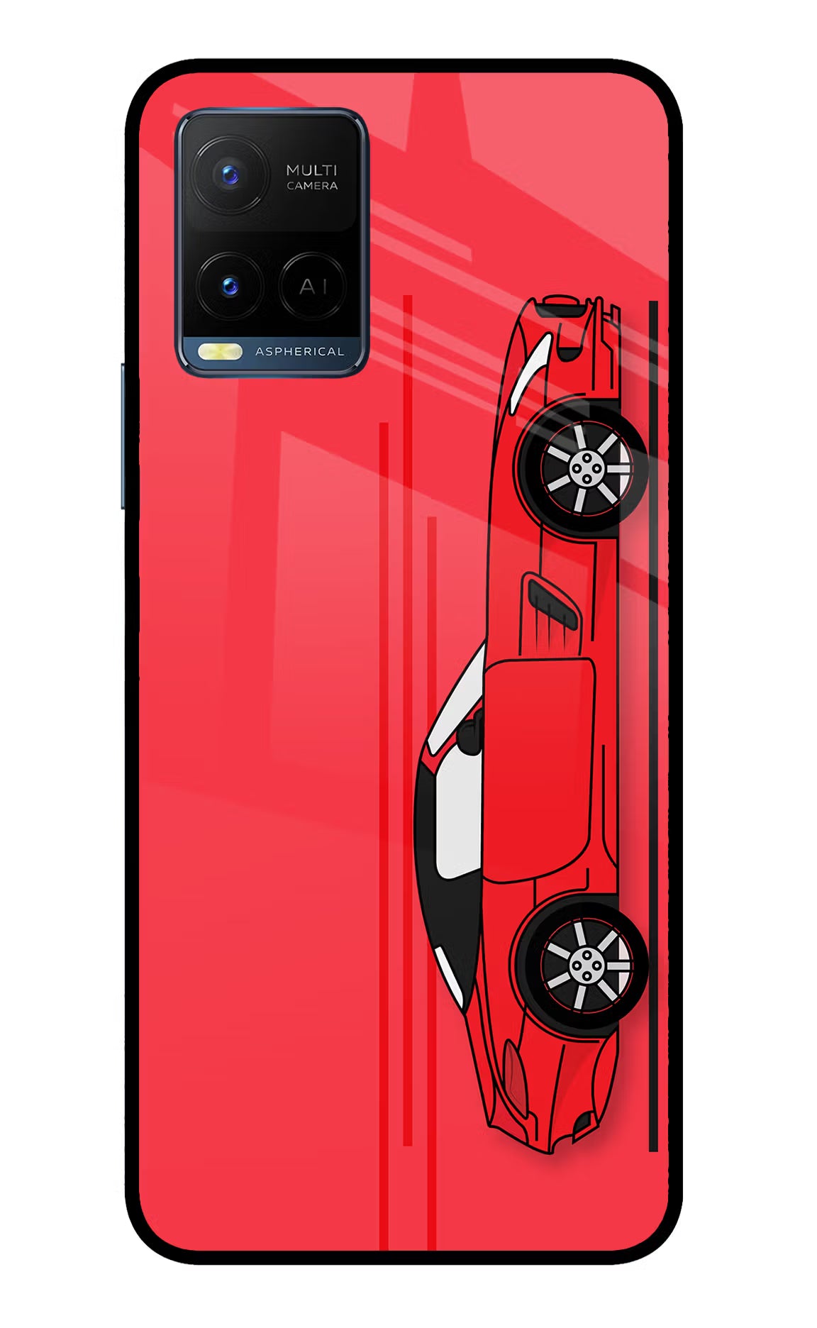 Red Velocity Vivo Y33T Glass Case Back Cover by Casekaro