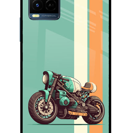 Striped Moto Drift Vivo Y33T Glass Case