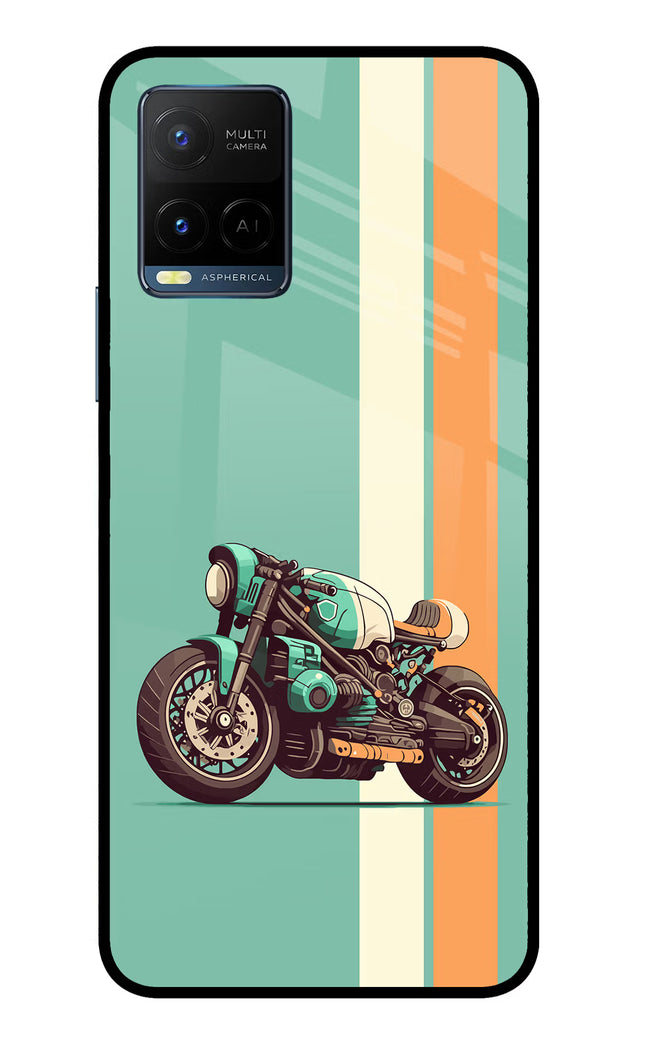 Striped Moto Drift Vivo Y33T Glass Case