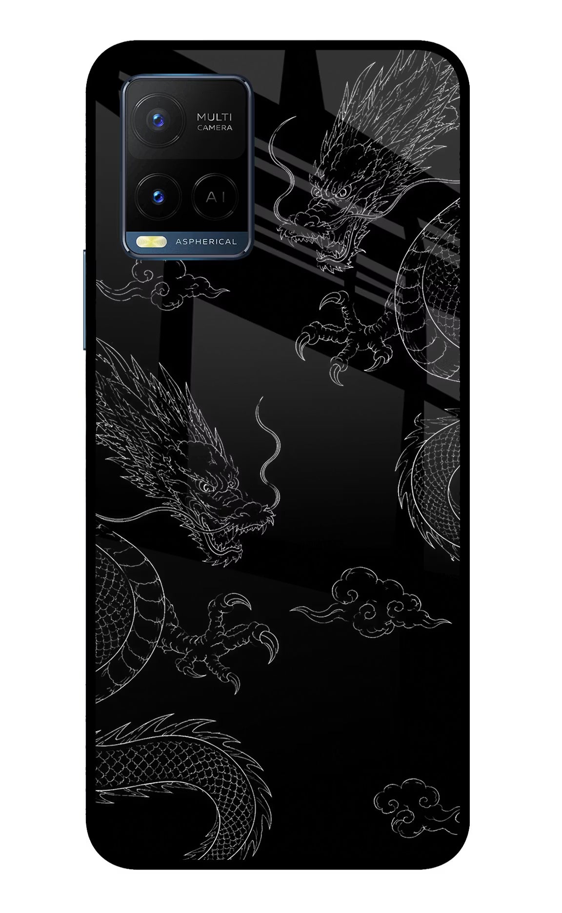 Twin Dragons Vivo Y33T Glass Case Back Cover by Casekaro