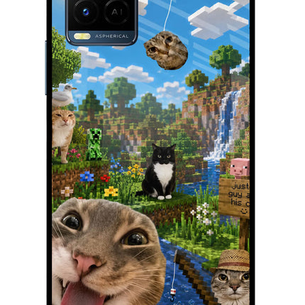 Minecraft Cat Chaos Vivo Y33T Glass Case
