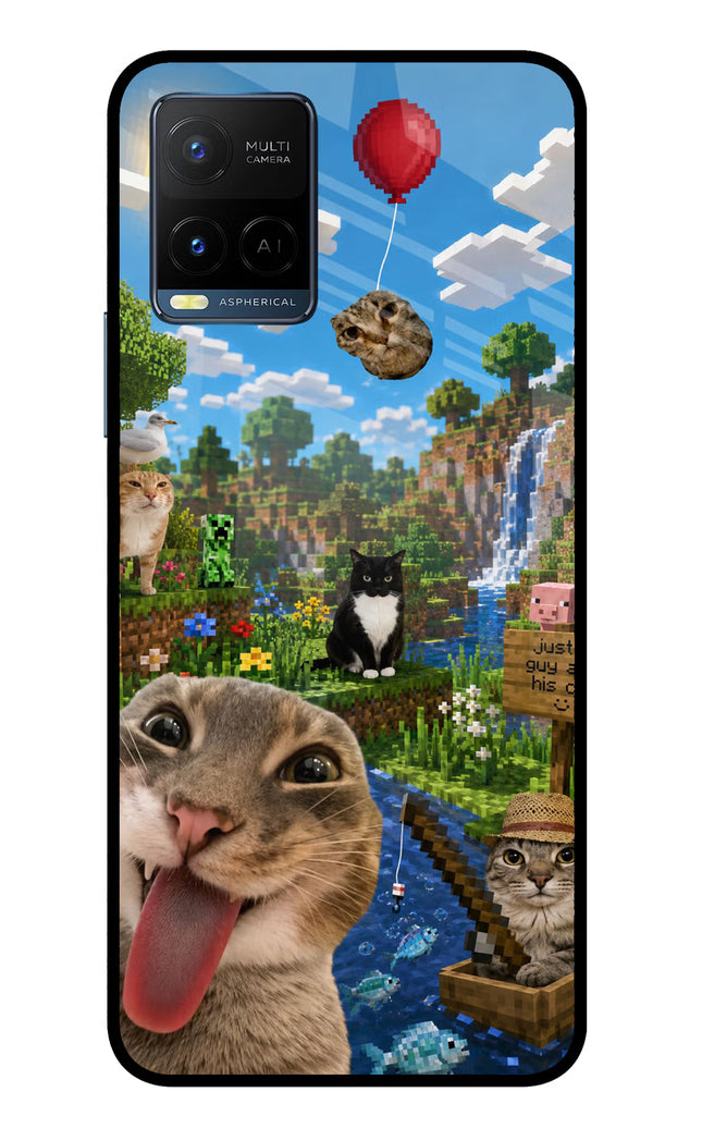 Minecraft Cat Chaos Vivo Y33T Glass Case