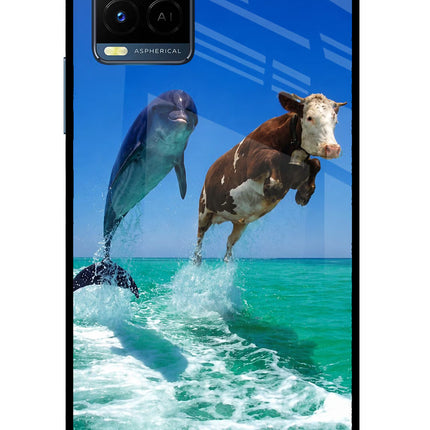 Dolphin vs Cow Vivo Y33T Glass Case
