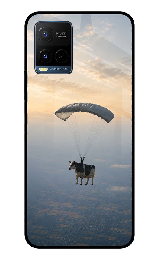 Skydiving Cow Vivo Y33T Glass Case