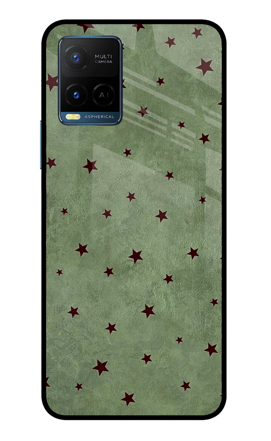 Green Stars Vivo Y33T Back Cover, Glass case
