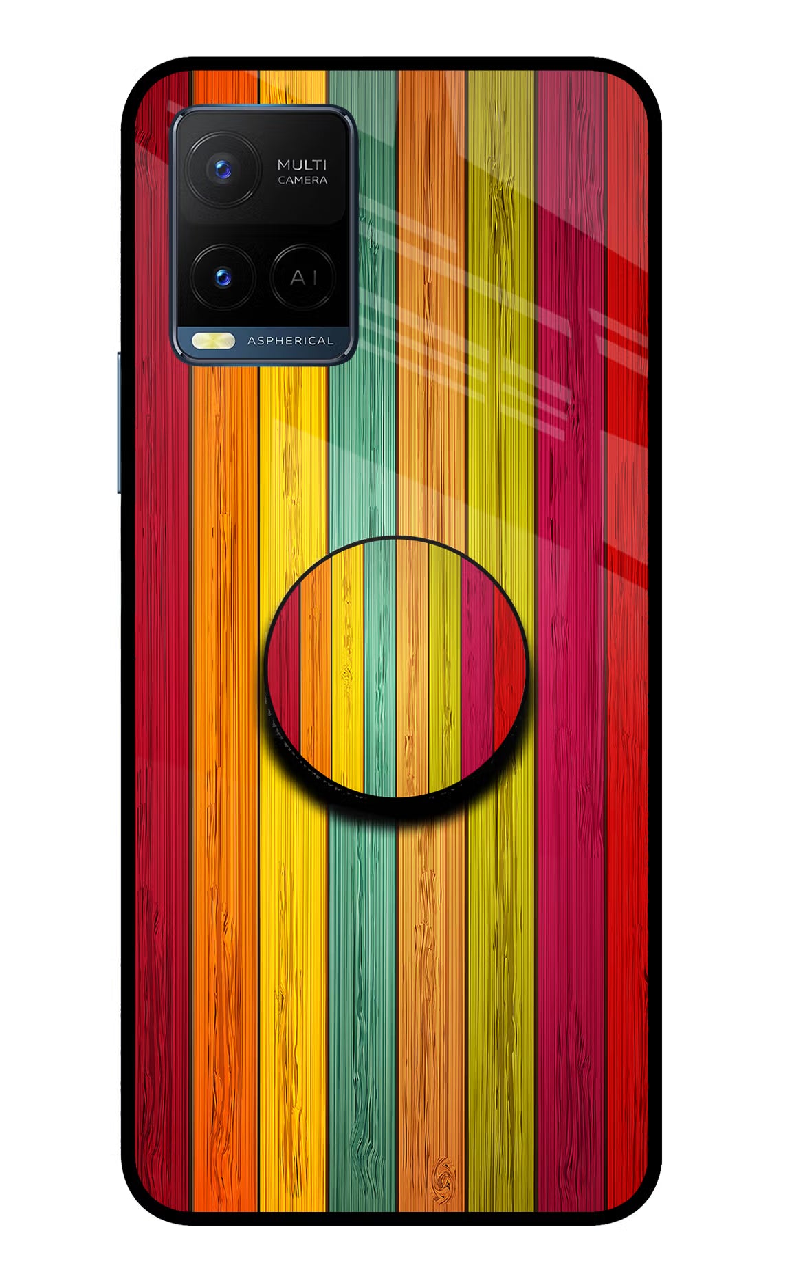 Multicolor Wooden Vivo Y33T Pop Case by Casekaro