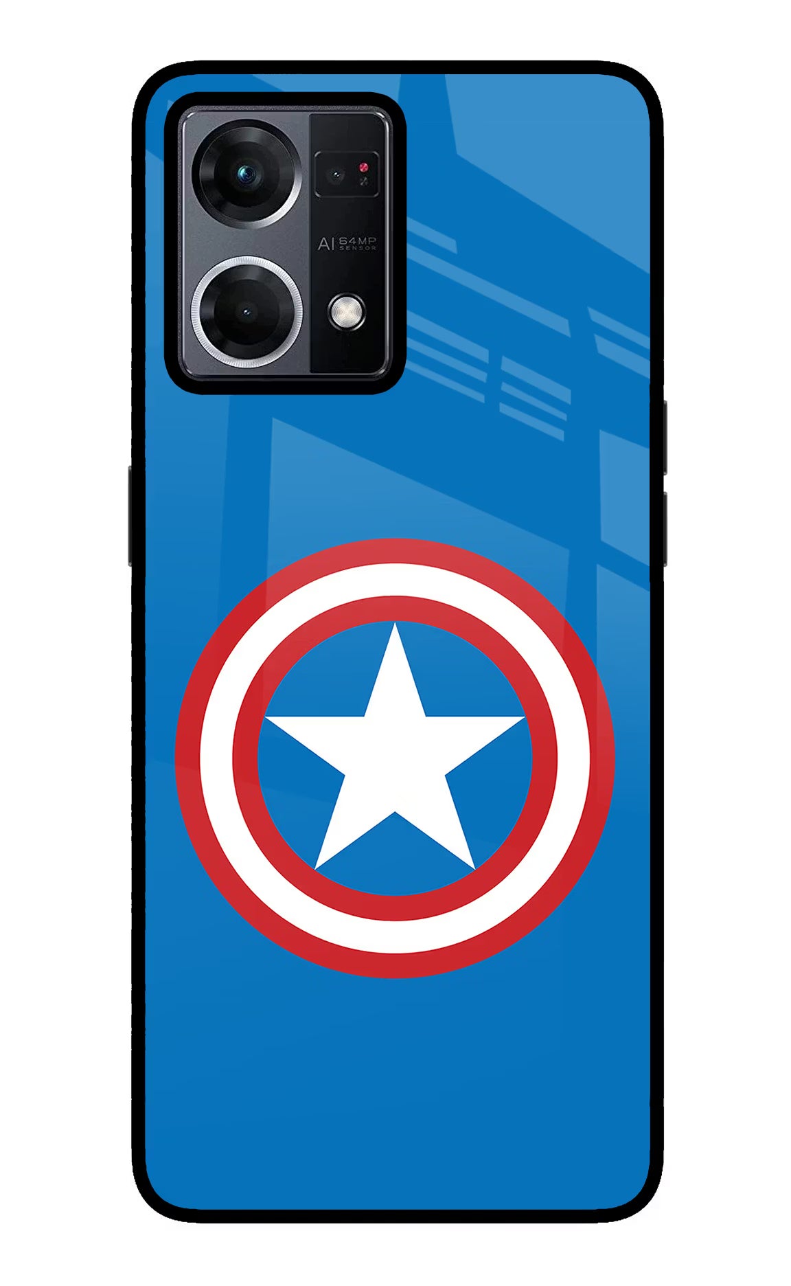 Captain America Logo Oppo F21 Pro 4G Glass Case Back Cover by Casekaro