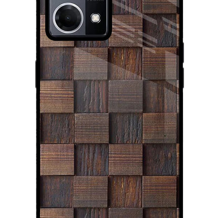 Wooden Cube Design Oppo F21 Pro 4G Glass Case Back Cover by Casekaro