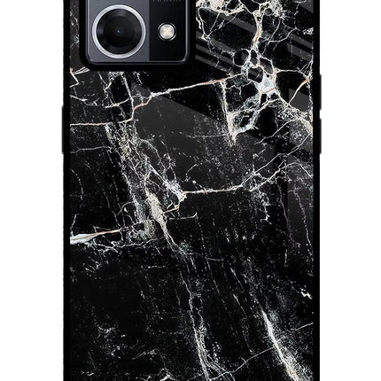 Black Marble Texture Oppo F21 Pro 4G Glass Case Back Cover by Casekaro