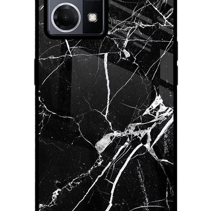 Black Marble Pattern Oppo F21 Pro 4G Glass Case Back Cover by Casekaro