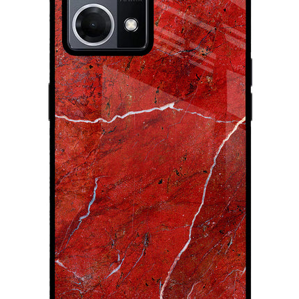 Red Marble Design Oppo F21 Pro 4G Glass Case Back Cover by Casekaro