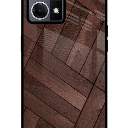 Wooden Texture Design Oppo F21 Pro 4G Glass Case Back Cover by Casekaro