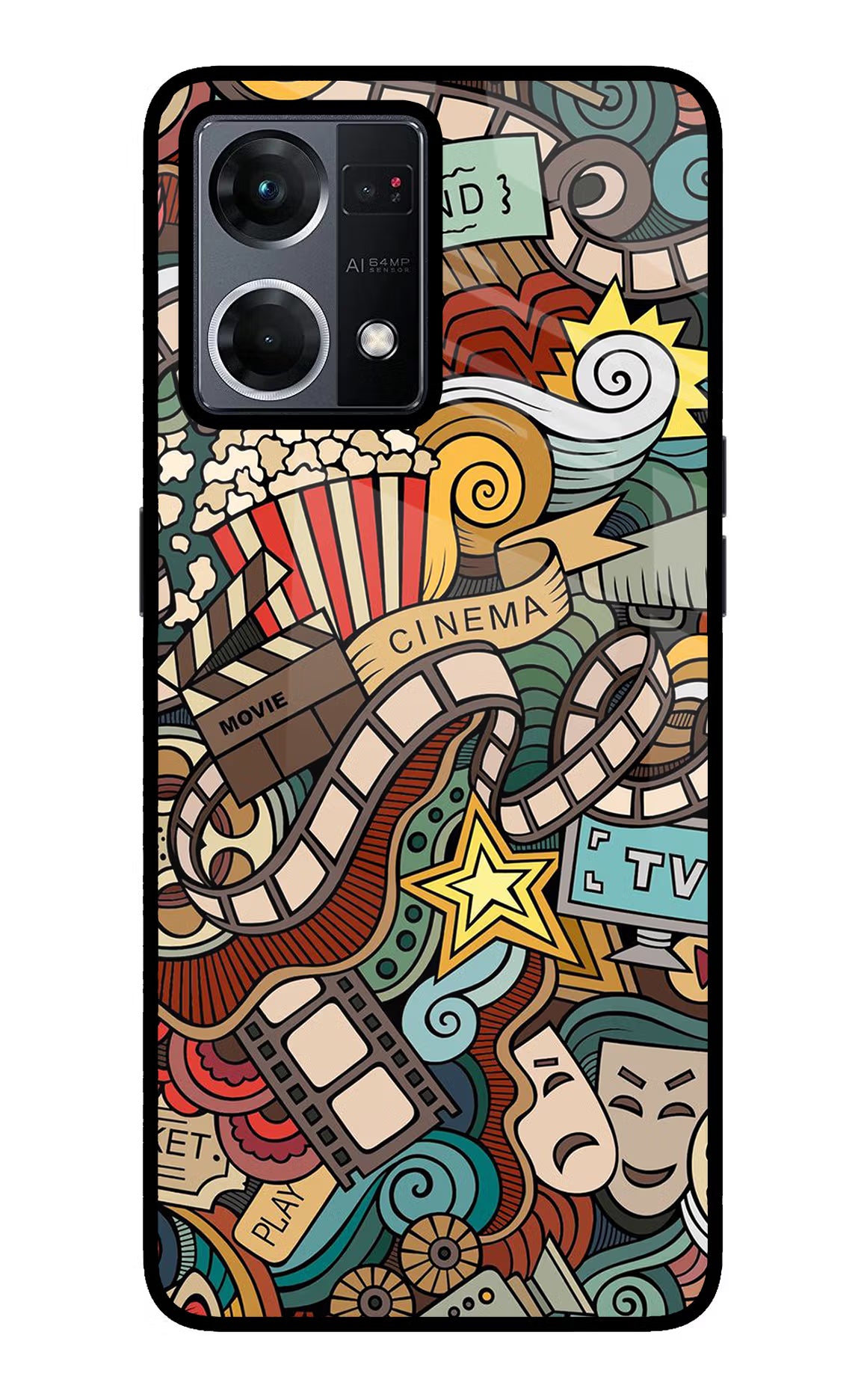 Cinema Abstract Oppo F21 Pro 4G Glass Case Back Cover by Casekaro