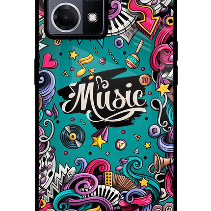 Music Graffiti Oppo F21 Pro 4G Glass Case Back Cover by Casekaro