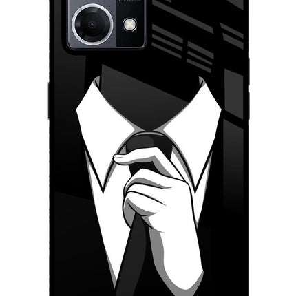 Black Tie Oppo F21 Pro 4G Glass Case Back Cover by Casekaro