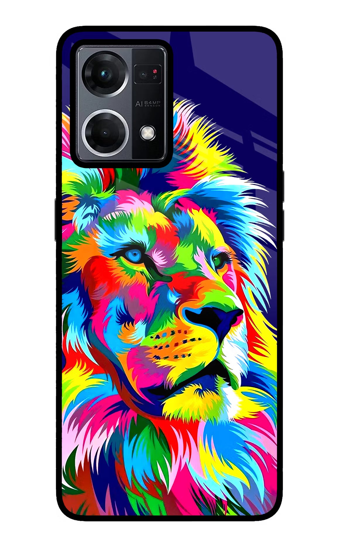 Vector Art Lion Oppo F21 Pro 4G Glass Case Back Cover by Casekaro