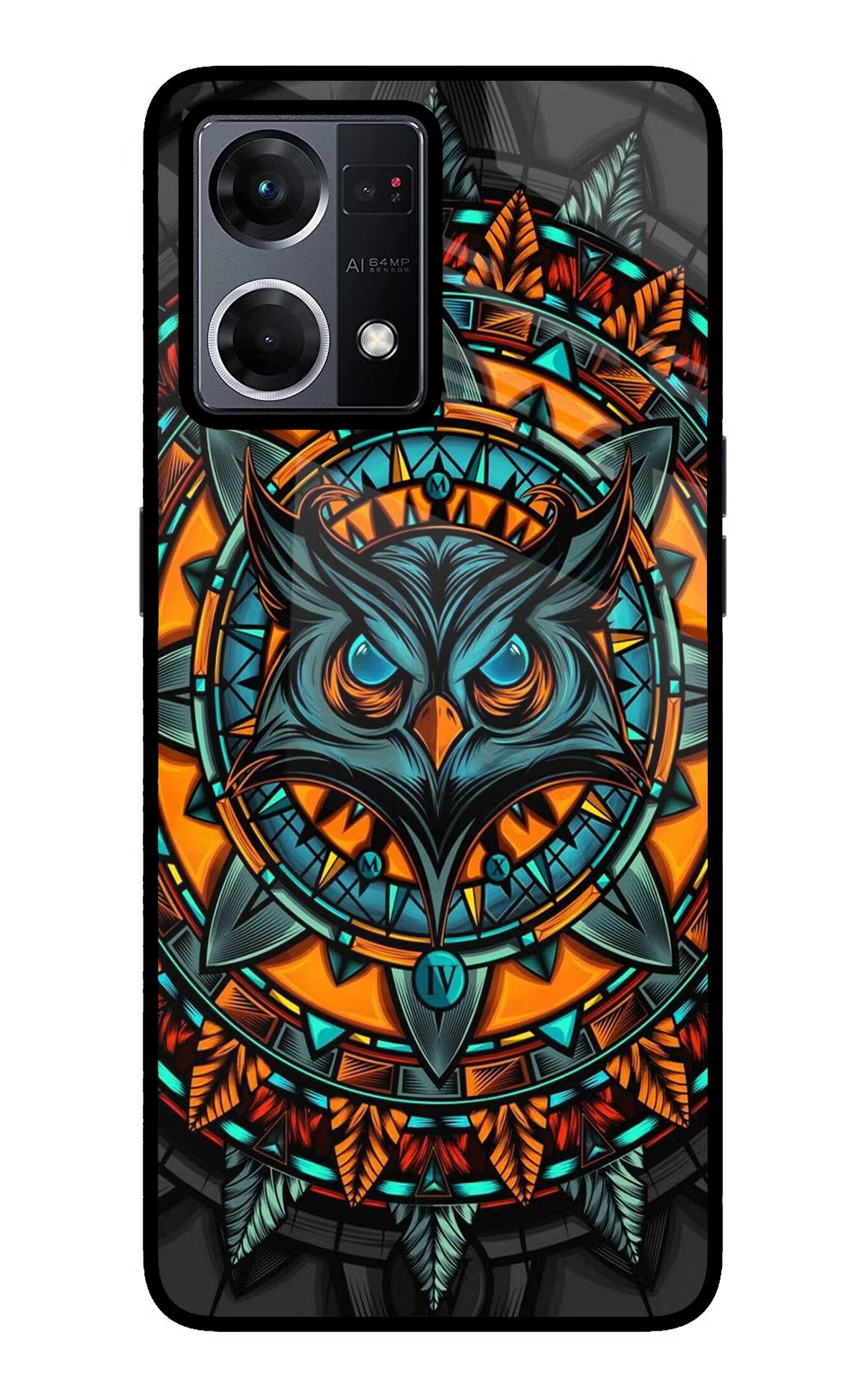 Angry Owl Art Oppo F21 Pro 4G Glass Case Back Cover by Casekaro