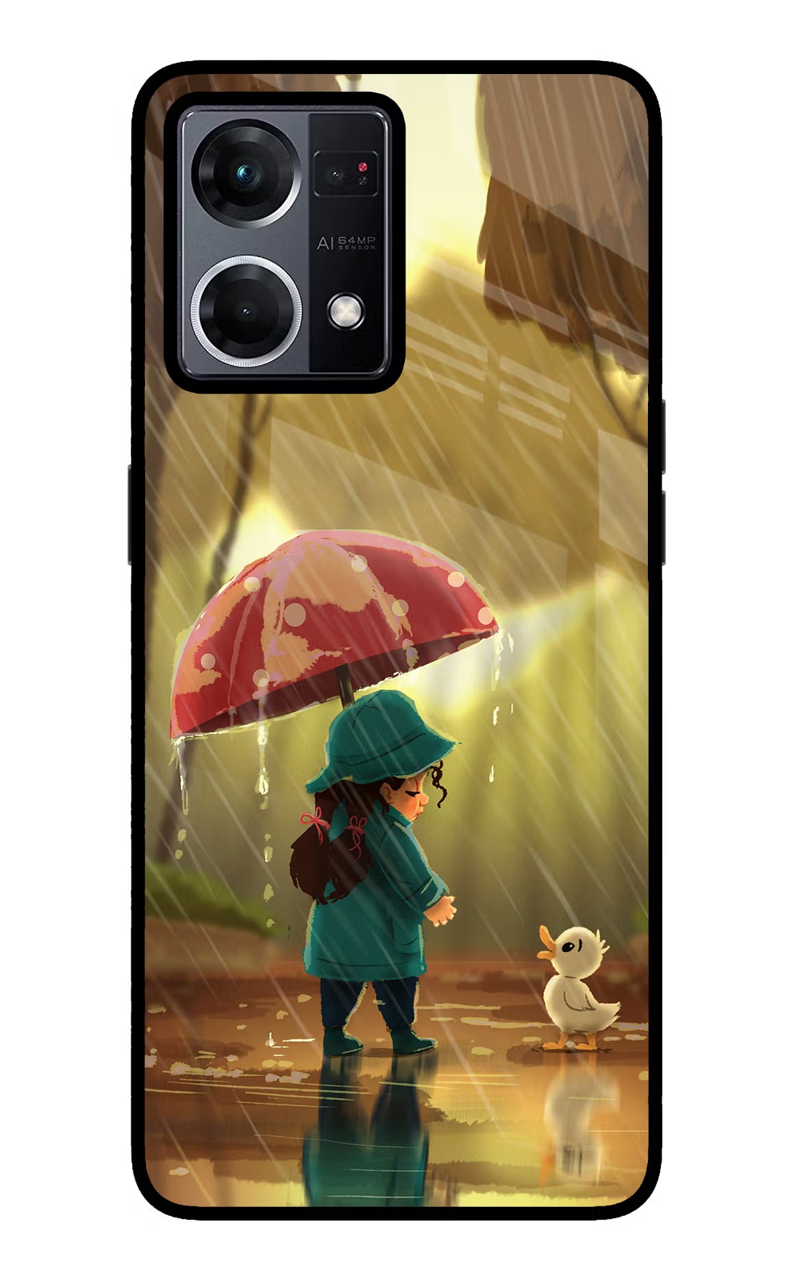 Rainy Day Oppo F21 Pro 4G Glass Case Back Cover by Casekaro