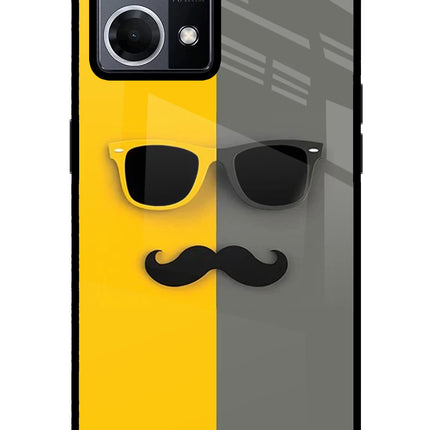 Sunglasses with Mustache Oppo F21 Pro 4G Glass Case Back Cover by Casekaro