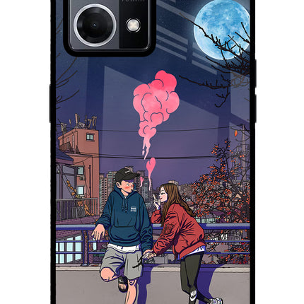 Chilling Couple Oppo F21 Pro 4G Glass Case Back Cover by Casekaro