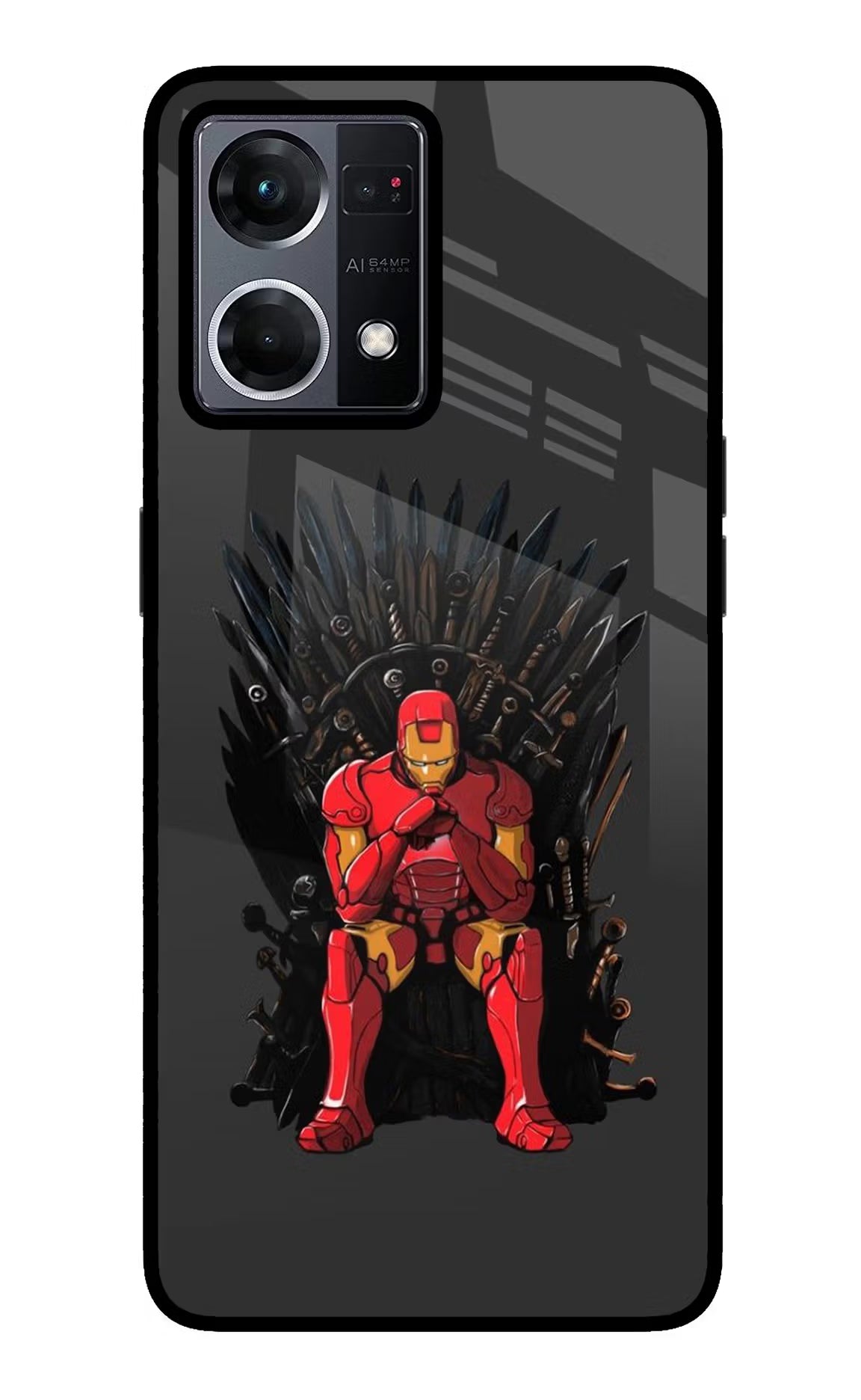 Ironman Throne Oppo F21 Pro 4G Glass Case Back Cover by Casekaro