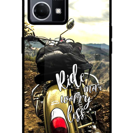 Ride More Worry Less Oppo F21 Pro 4G Glass Case Back Cover by Casekaro