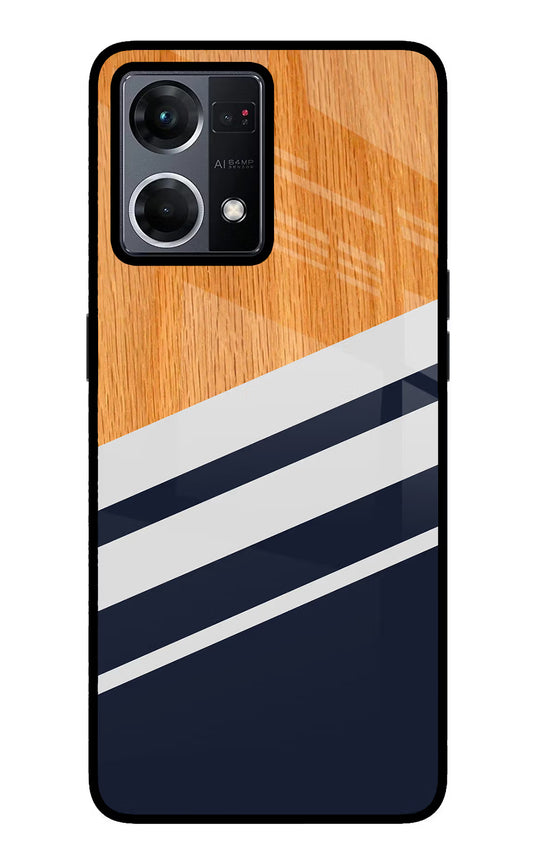 Blue and white wooden Oppo F21 Pro 4G Glass Case