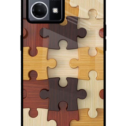 Wooden Puzzle Oppo F21 Pro 4G Glass Case Back Cover by Casekaro
