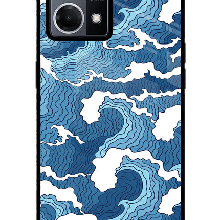 Blue Waves Oppo F21 Pro 4G Glass Case Back Cover by Casekaro