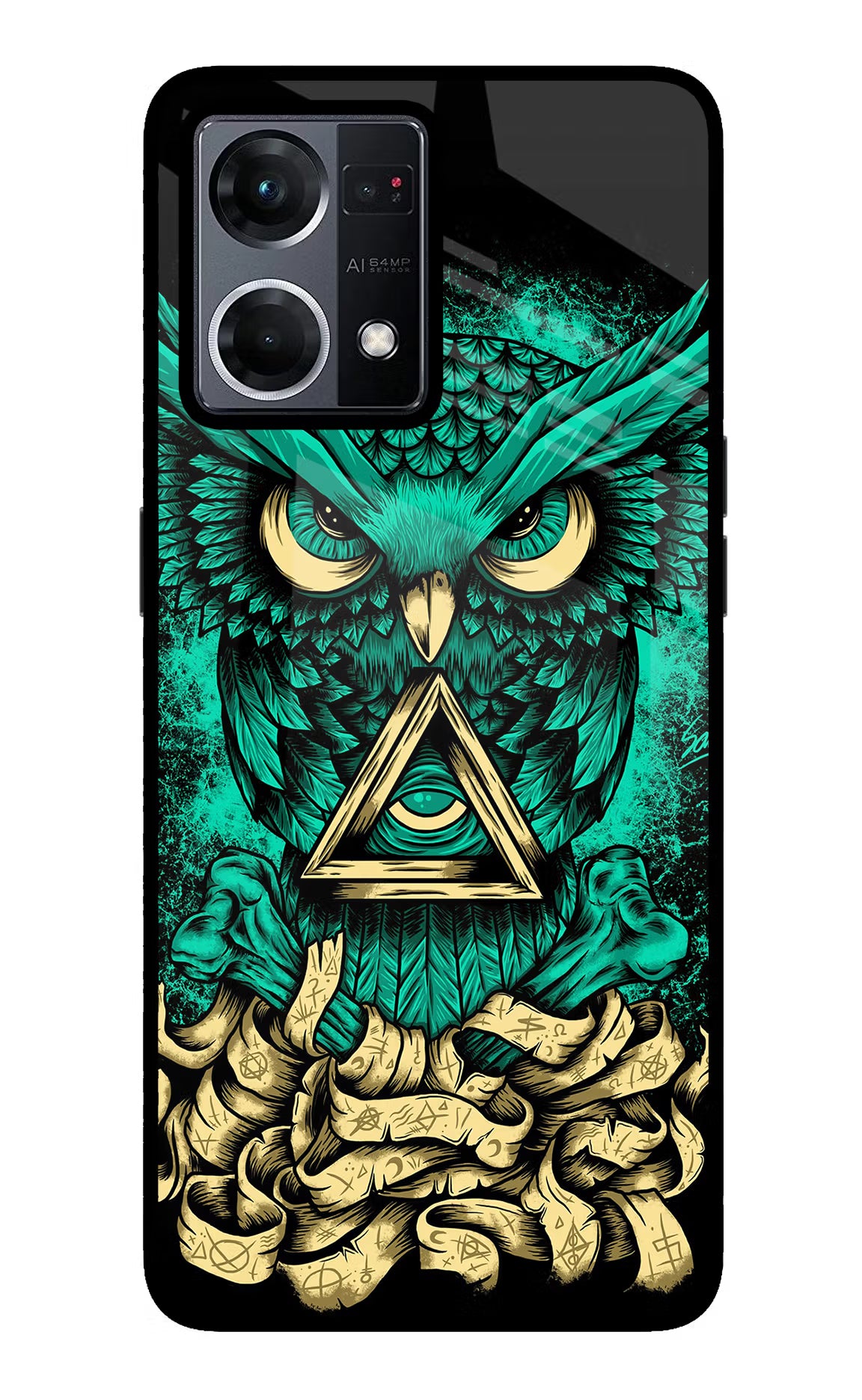Green Owl Oppo F21 Pro 4G Glass Case Back Cover by Casekaro