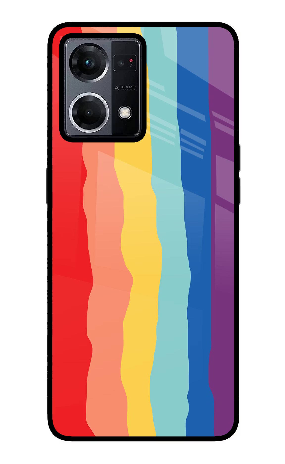 Rainbow Oppo F21 Pro 4G Glass Case Back Cover by Casekaro